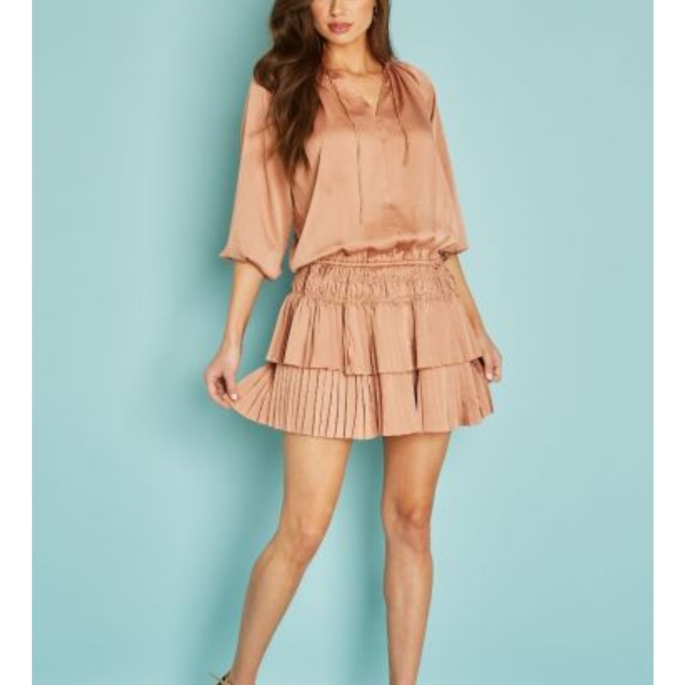 ELIZABETH CROSBY PALERMO PLEATED MINI DRESS.XS